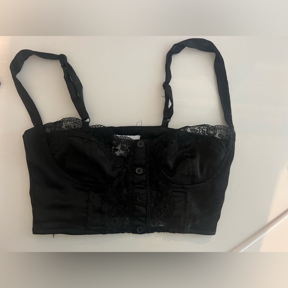 Princess Polly Black Lace Crop top